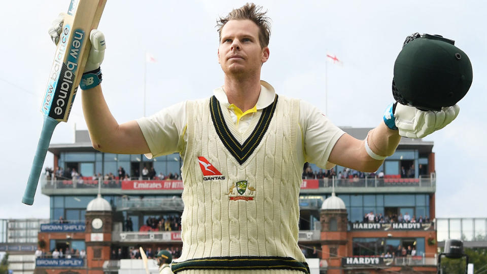 Steve Smith, pictured celebrating his double century.