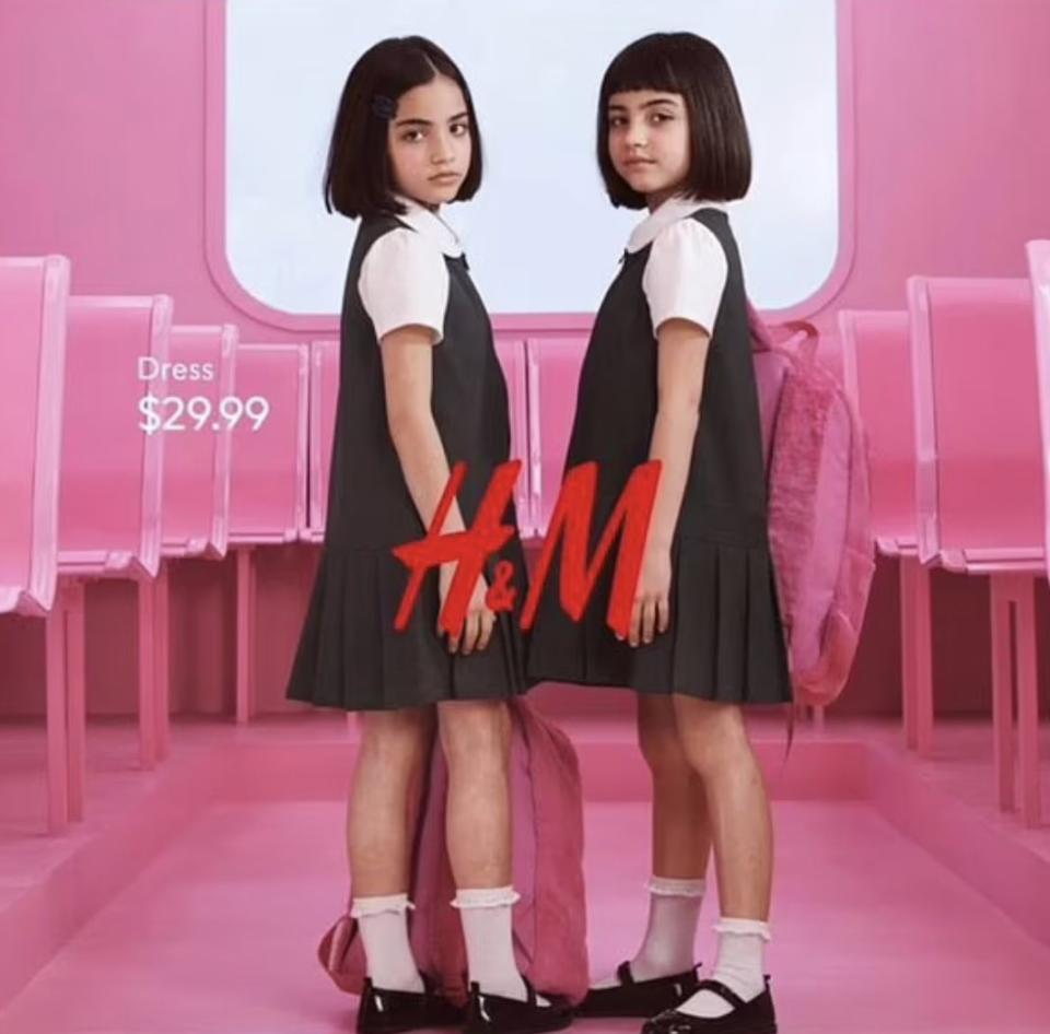 H&M caught backlash for using this image of two school-aged girls with the tagline, “Make those heads turn in H&M’s Back to School fashion.” 
