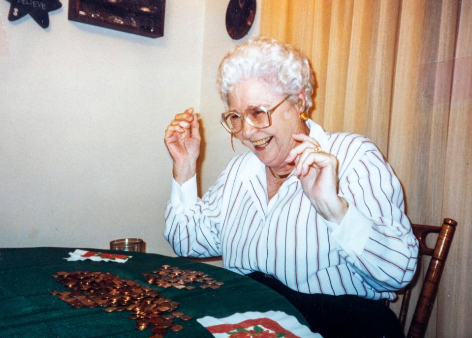 Among Edna Mae Perkins' loves: penny poker.