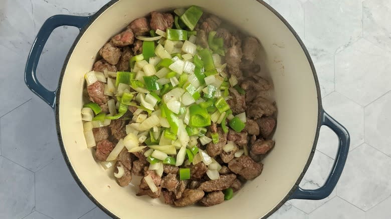 vegetables and meat in pot