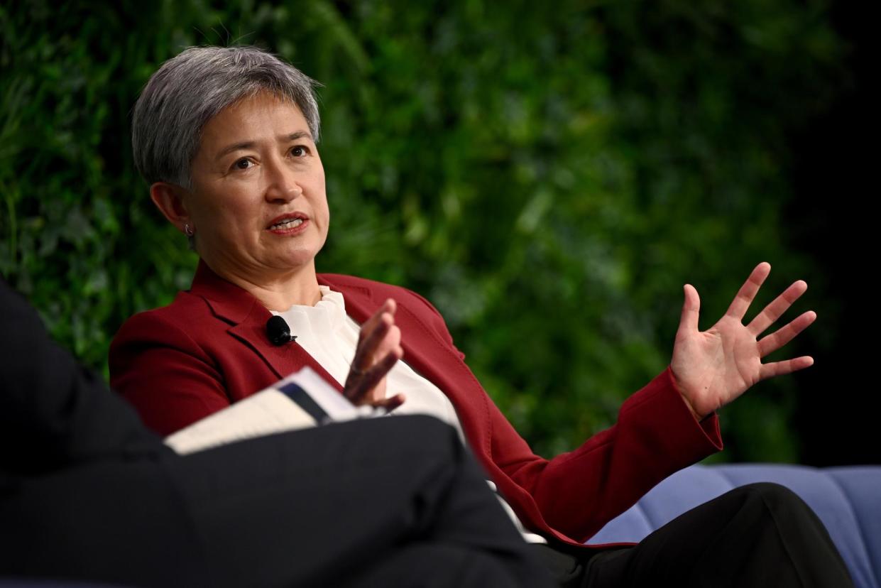 <span>Foreign minister Penny Wong says Australia is working with like-minded countries that support both the state of Israel and international humanitarian law.</span><span>Photograph: Bianca de Marchi/AAP</span>