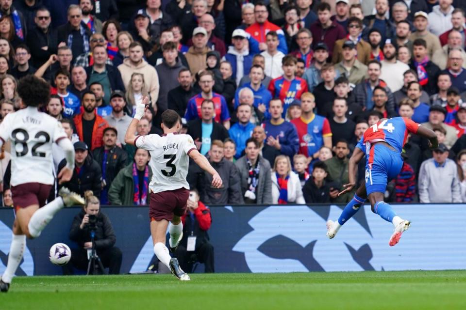 Crystal Palace's Jean-Philippe Mateta scores their first goal of the game during the Premier League match at Selhurst Park <i>(Image: Adam Davy/PA Wire/PA Images)</i>