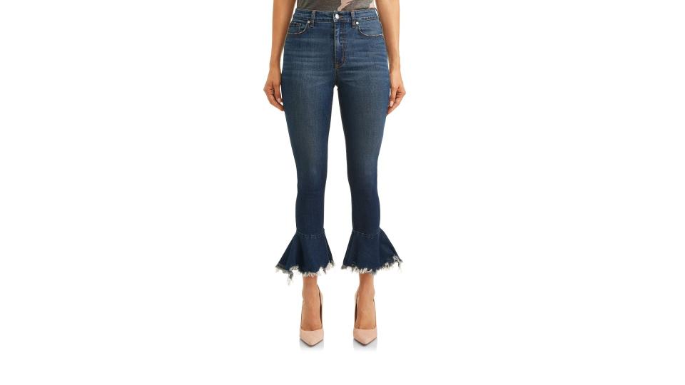 Camila Destructed Hem Cropped Kick Flare Jean. (Photo: Walmart)