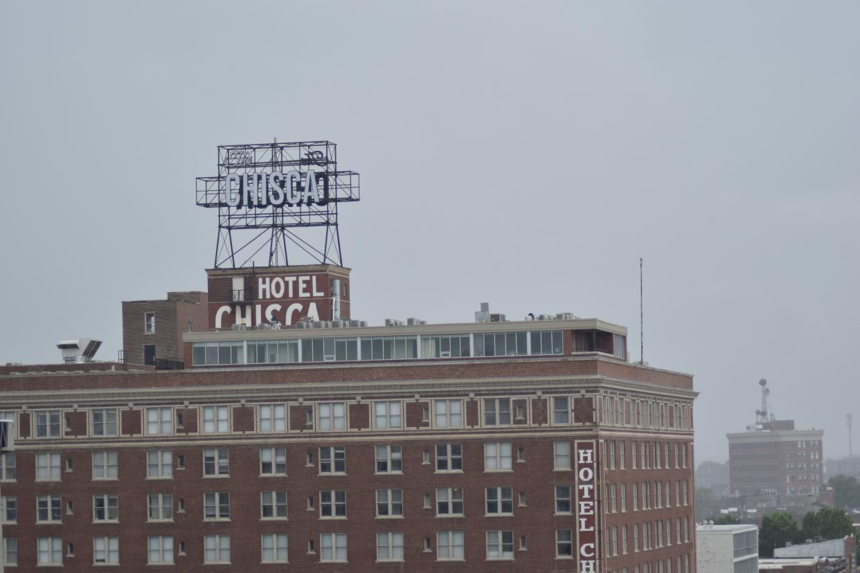 "The Chisca" sign has returned atop the Chisca on Main mixed-use development. The signage replaced the "Lyfe Kitchen" that was previously installed.