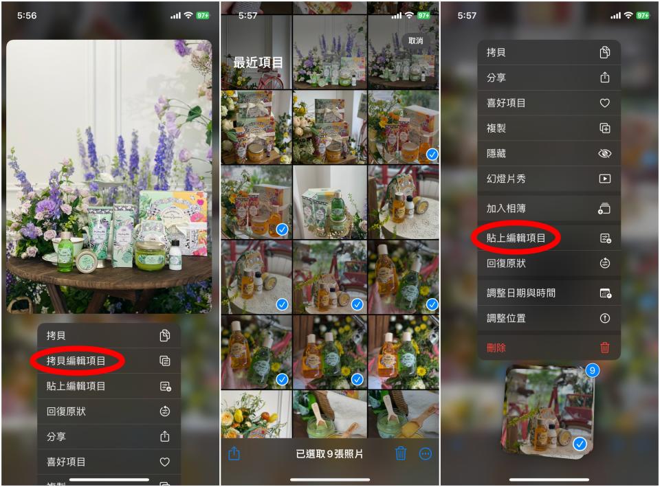 iPhone隱藏版功能：一鍵套用修圖參數（圖片來源/編輯拍攝）