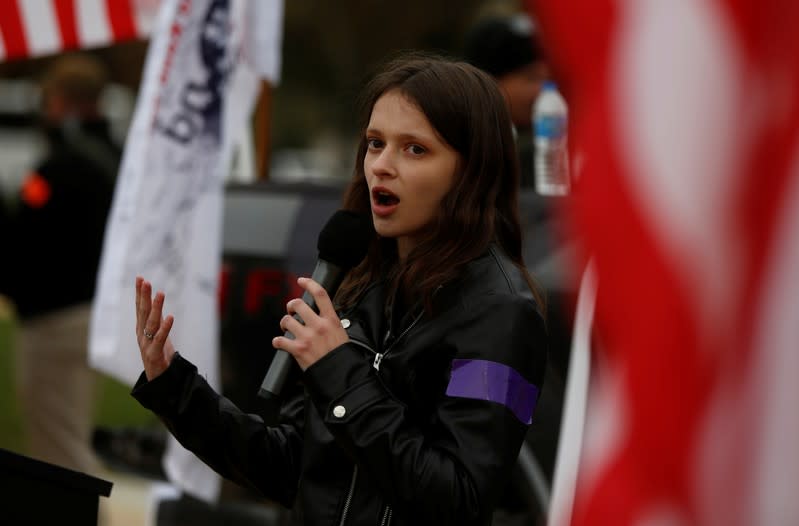 Activist Sidney Horton addresses militia members and pro-gun rights activists participating in the "Declaration of Restoration" rally in Washington, D.C.