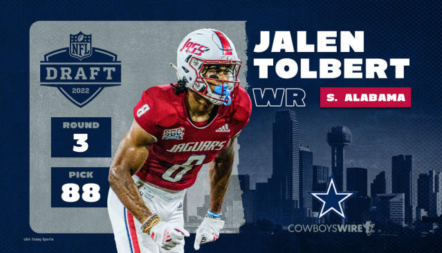 Blogging The Boys on X: With the 88th pick in the 2022 NFL Draft the Dallas  Cowboys have selected South Alabama WR Jalen Tolbert!   / X