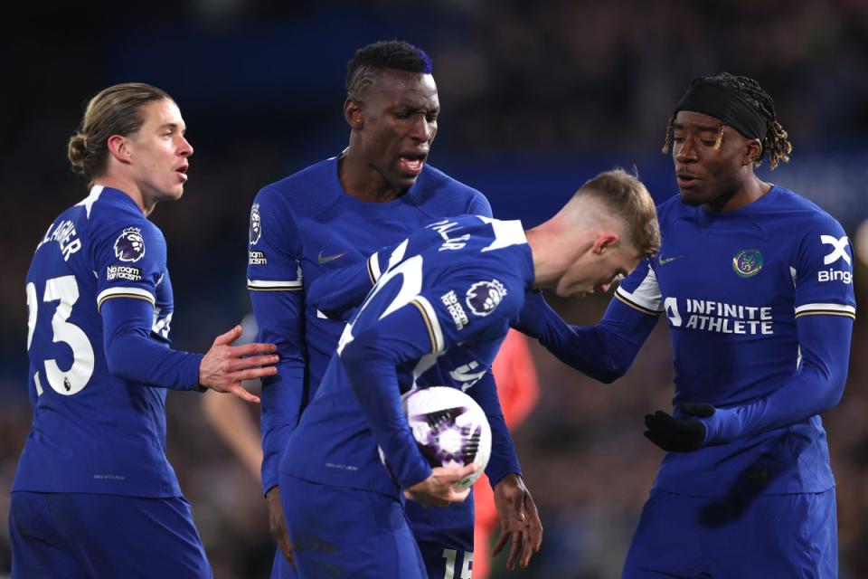 Cole Palmer took and scored the penalty after Nicolas Jackson and Noni Madueke clashed (Getty Images)