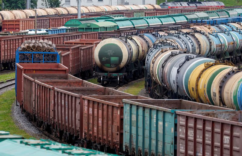 FILE PHOTO: A view shows railway cars in Kaliningrad