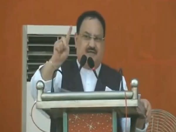 BJP president JP Nadda speaking at a public rally in Buxar, Bihar on Tuesday.