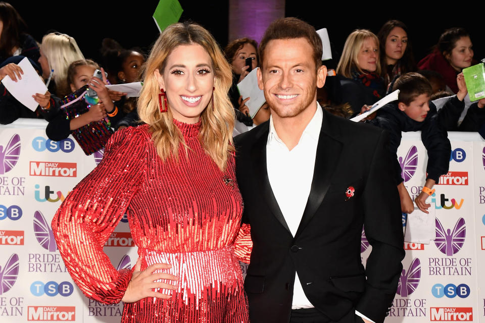 LONDON, ENGLAND - OCTOBER 29:  Stacey Solomon and Joe Swash attend the Pride of Britain Awards 2018 at The Grosvenor House Hotel on October 29, 2018 in London, England.  (Photo by Jeff Spicer/Getty Images)