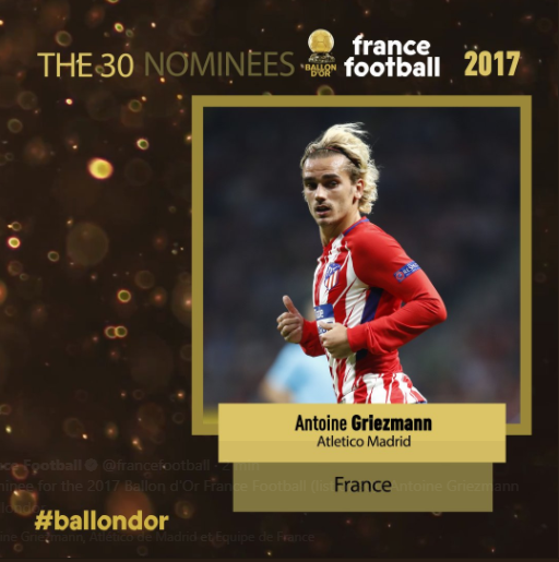 Les 30 nommés au Ballon d'Or 2017