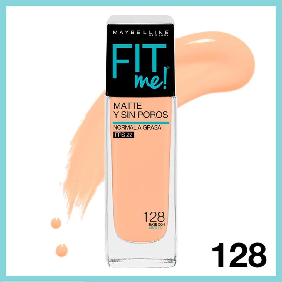 MAYBELLINE Base de Maquillaje Fit Me Matte, 128 Warm Nude/Amazon.com.mx