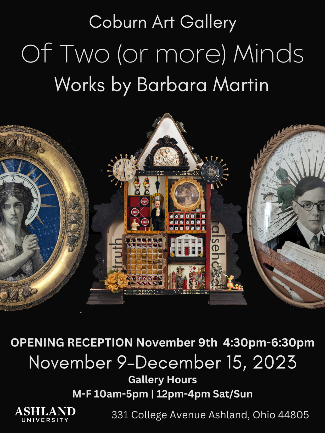 The Coburn Gallery and Ashland University Department of Art + Design will host “Of Two (or more) Minds,” a mixed media exhibition by Cleveland artist Barbara Martin, through Friday, Dec. 15.