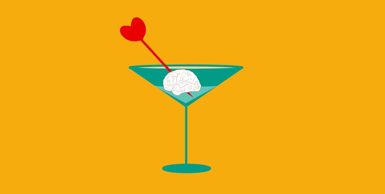 Alcohol and other drugs can overpower the reward pathways of the brain. <a href="https://www.gettyimages.com/detail/photo/illustration-of-a-brain-cocktail-isolate-don-a-royalty-free-image/1263367270" rel="nofollow noopener" target="_blank" data-ylk="slk:Simona Dumitru/Moment via Getty Images;elm:context_link;itc:0;sec:content-canvas" class="link ">Simona Dumitru/Moment via Getty Images</a>