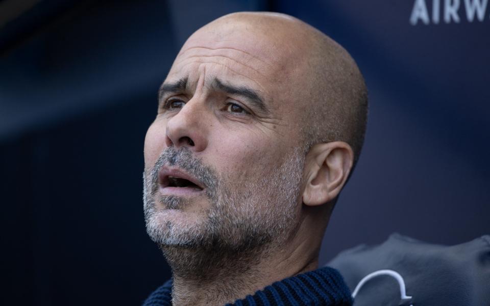 Manchester City manager Pep Guardiola before the Premier League match between Manchester City and West Ham United last month - Harry Kane and Jude Bellingham are the key to England winning the Euros, not Gareth Southgate