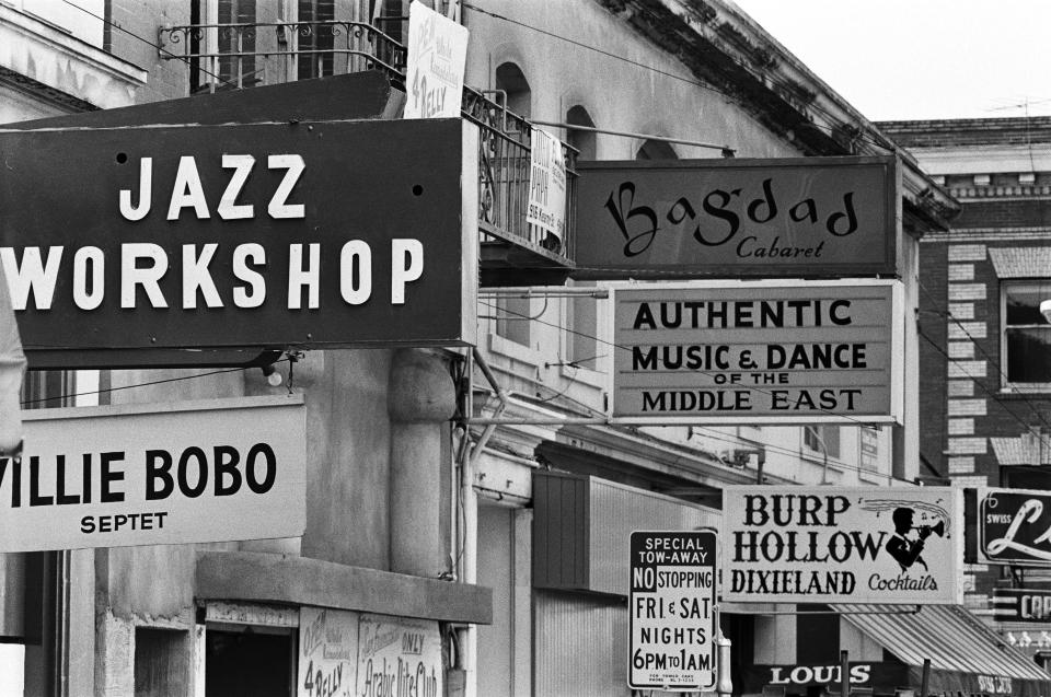 Jazz clubs in 1967 in the Fillmore district of San Francisco.