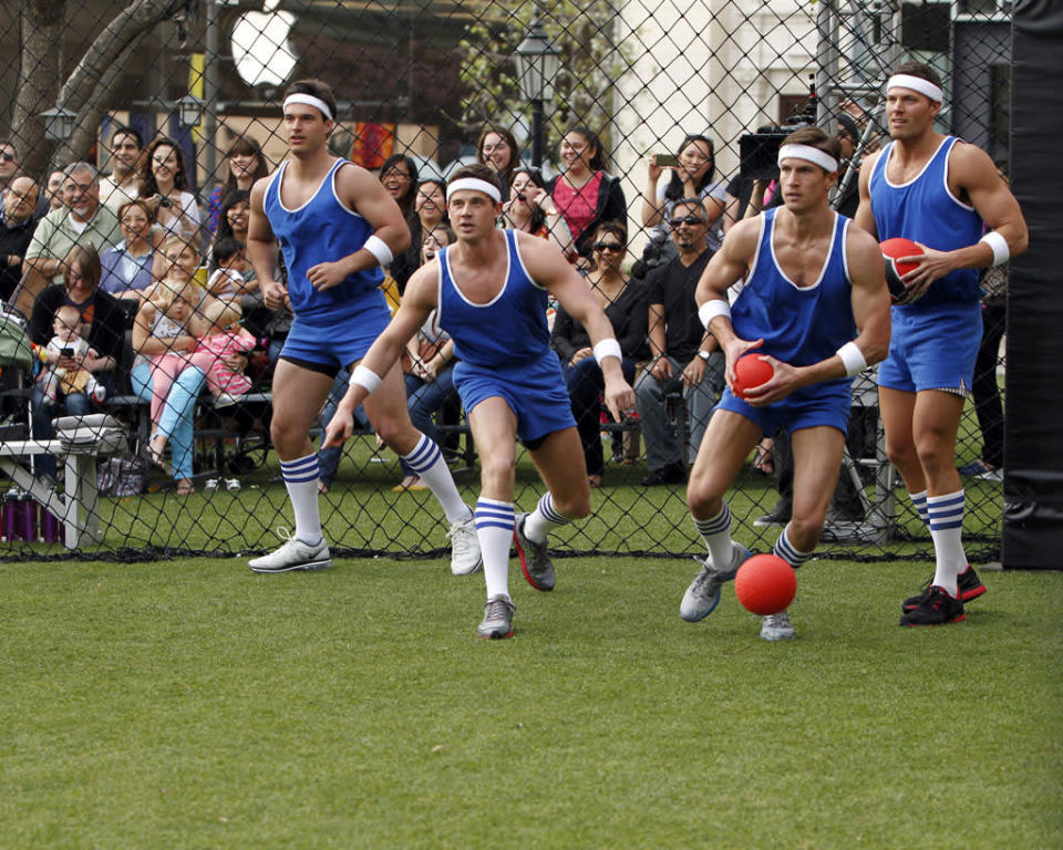 "Episode 903" - Desiree pulls out all the stops and brings in the pros from the National Dodgeball League to teach the guys how to take their game to the next level. After a spirited practice session, the blue team of bachelors takes on the red team at the Americana in Los Angeles. The clash of titans ends up in an enormous heap, sending one person to the ER with a broken bone. How will this affect that night's after-party? Chris sweeps Desiree off her feet and sparks begin to fly. The two escape for a private concert under the stars by soul/pop/gospel singer Kate Earl, on "The Bachelorette."