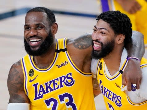 LeBron James and Anthony Davis dombined to win a championship last season (Getty)