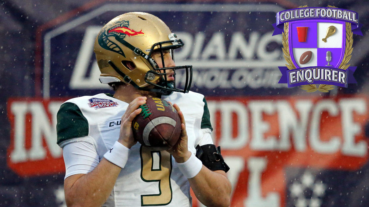 UAB quarterback Dylan Hopkins warms up before facing BYU
Petre Thomas-USA TODAY Sports