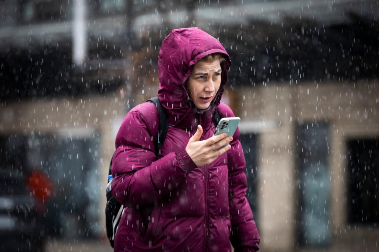 Snow started falling in Vancouver on Tuesday, Feb. 27, 2024. (Ben Nelms/CBC - image credit)