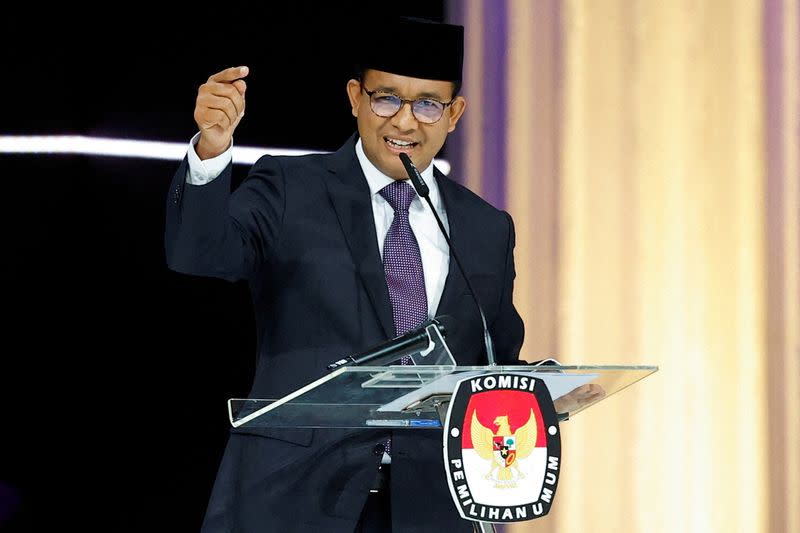 FILE PHOTO: Presidential candidates debate in Jakarta