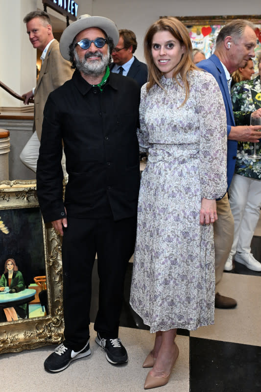 LONDON, ENGLAND - JULY 01: Mr. Brainwash and Princess Beatrice of York attend the presentation of Mr. Brainwash by Clarendon Fine Art and Jack Barclay Bentley at Jack Barclay Bentley on July 01, 2024 in London, England. (Photo by Kate Green/Getty Images)<p>Kate Green/Getty Images</p>