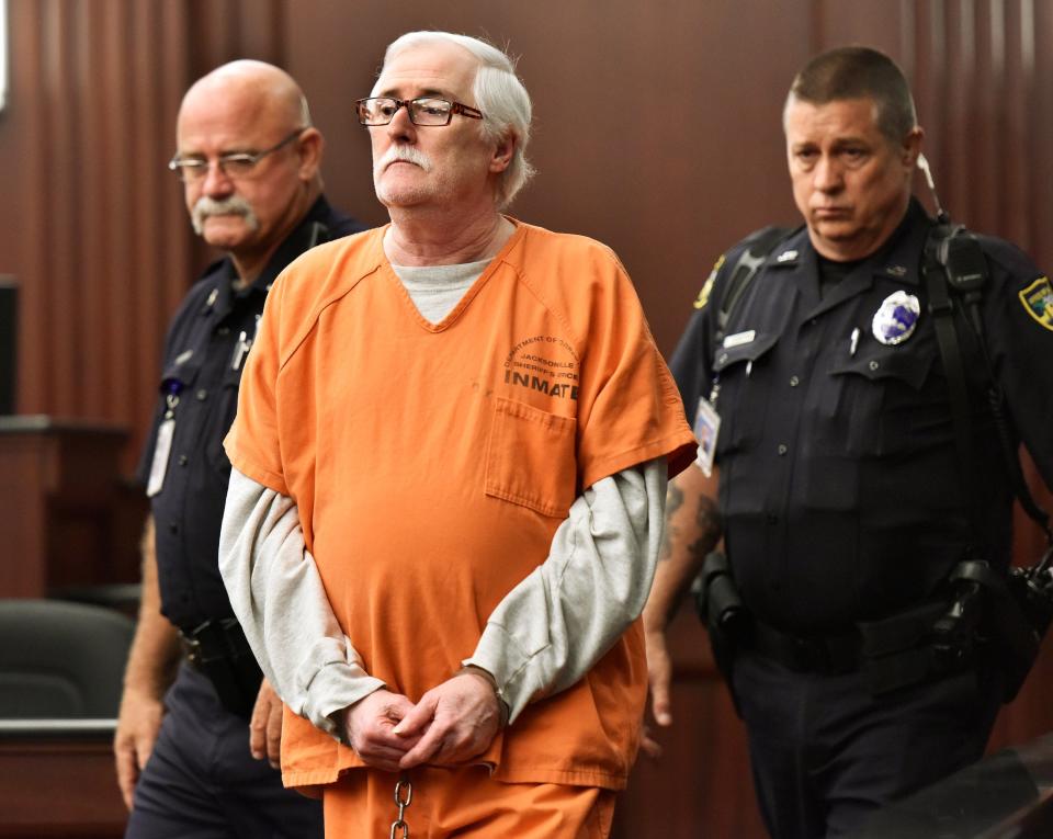 Donald Smith enters the courtroom for a post trial hearing before his sentencing in 2018 at the Duval County Courthouse. He was found guilty in the 2013 kidnapping, rape and murder of 8-year-old Cherish Perrywinkle.