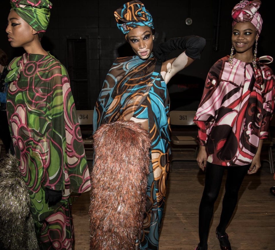 <p>Winnie Harlow strikes a pose backstage at Marc Jacobs. <em>[Photo: Marc Jacobs/ Instagram]</em> </p>