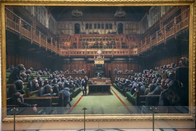 Framed Banksy painting Devolved Parliament