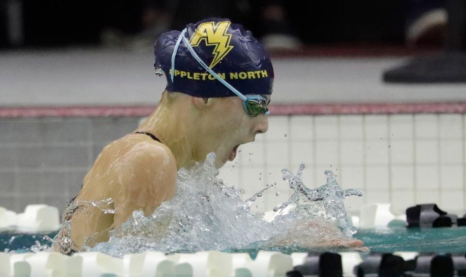 Appleton North's Allison Greeneway competes during the 200-yard individual medley at the state meet last year in Waukesha.