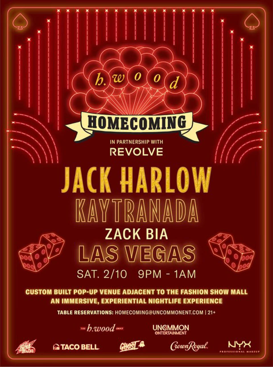 Jack Harlow + h.wood Homecoming flyer