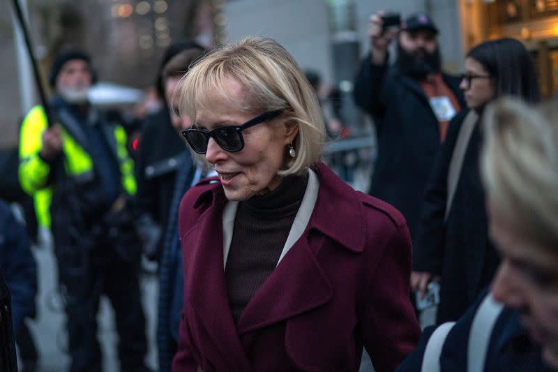 E. Jean Carroll exits Manhattan Federal Court, in the second civil trial after she accused former U.S. President Donald Trump of raping her decades ago, in New York City