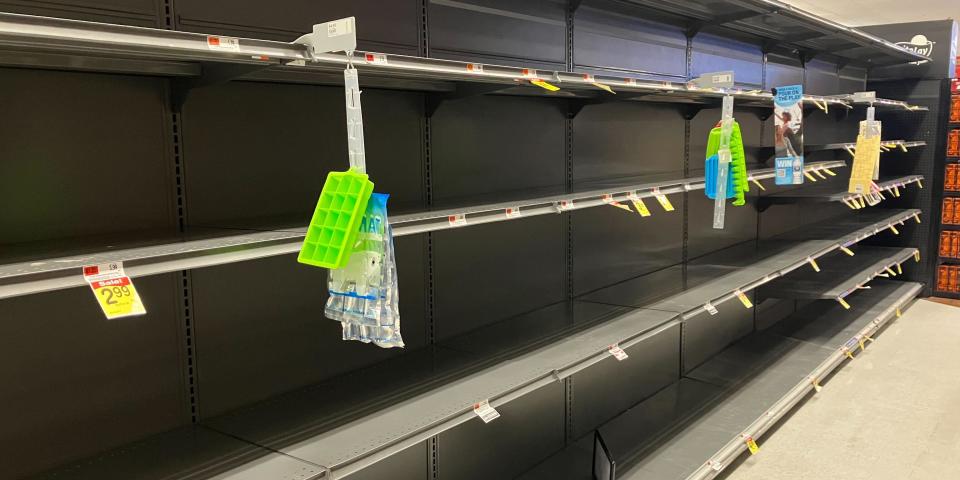 empty grocery store shelves