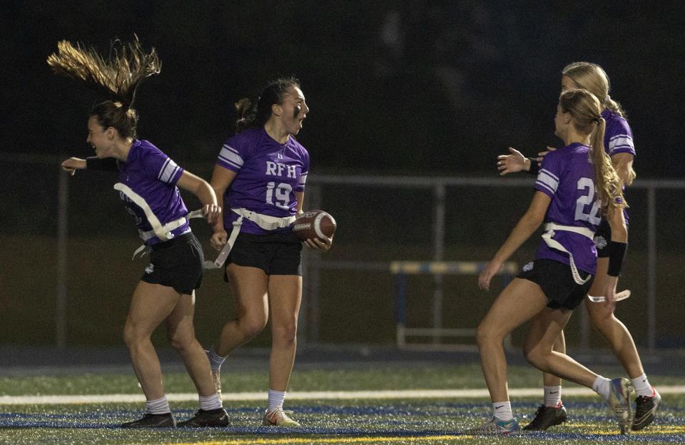 Rumson-Fair Haven, led by quarterback Ella Mason, won the Shore Conference Girls Flag Football League championship Tuesday night with a 26-13 win over Middletown South.