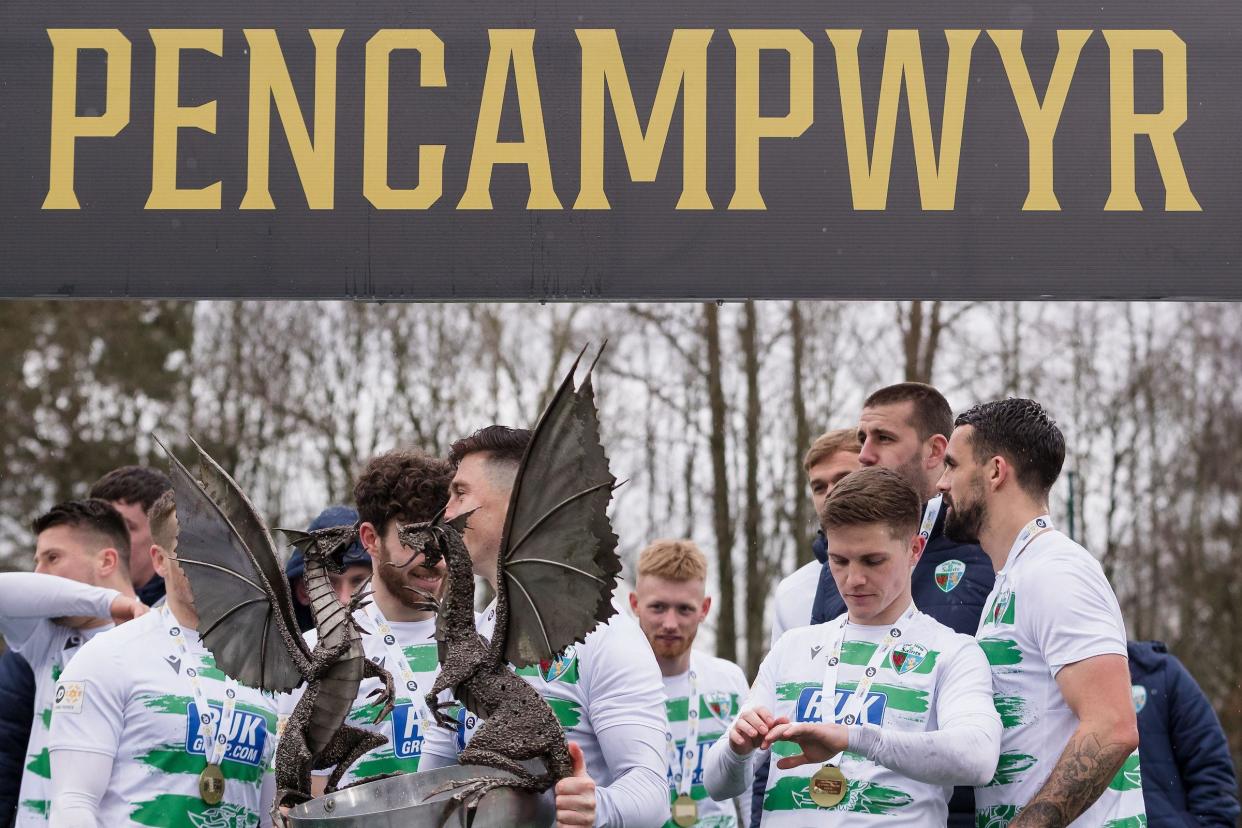 New Saints celebrate winning the Cymru Premier title last season