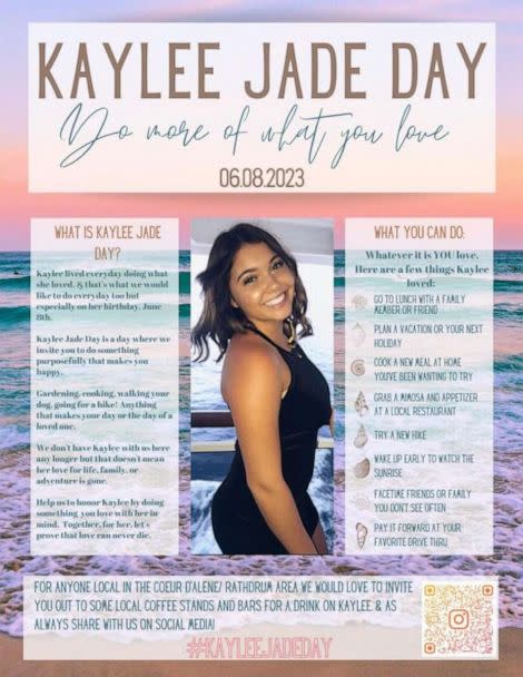 PHOTO: A flier celebrating Kaylee Jade Day is seen. (Courtesy Kristi Goncalves)