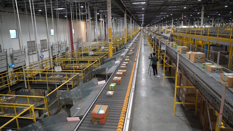 An Amazon fulfillment center is a massive place. (Photo: Yahoo Finance)