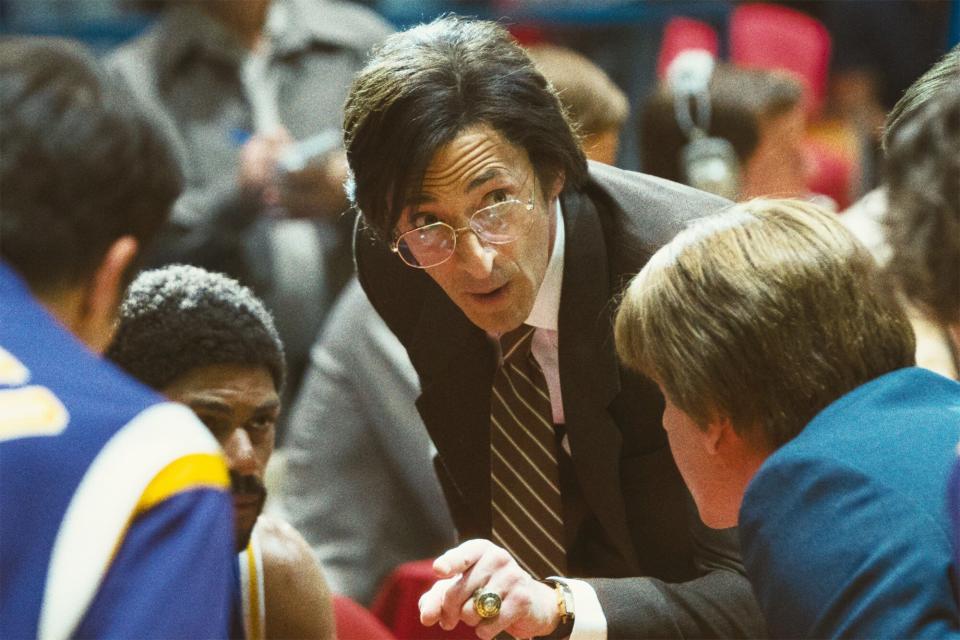 WINNING TIME: THE RISE OF THE LAKERS DYNASTY, Adrien Brody as Pat Riley, ‘Promised Land', (Season 1, ep. 110, aired May 22, 2022). photo: Warrick Page / ©HBO / Courtesy Everett Collection