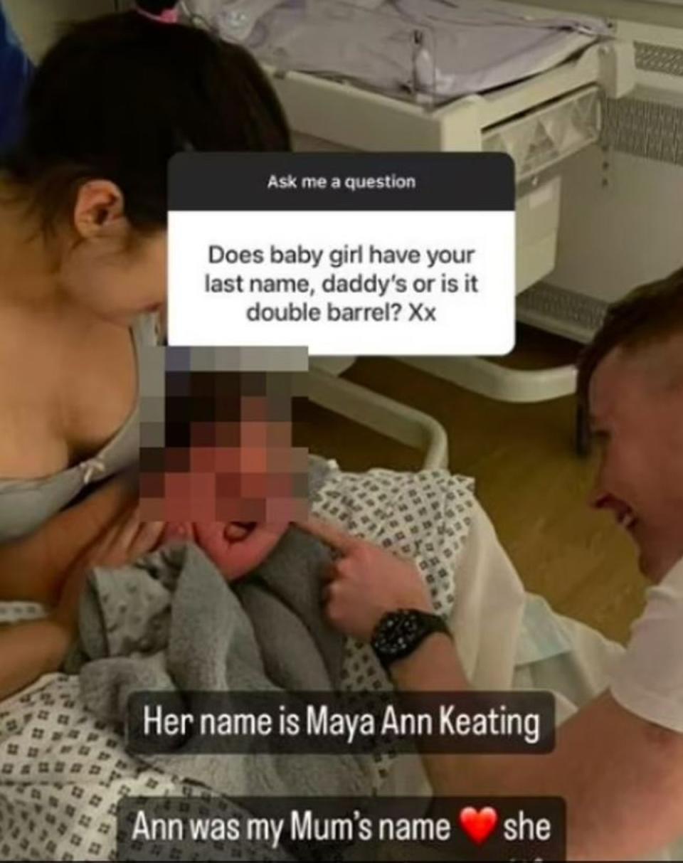 Keely Iqbal, the mother of Jack Keating’s daughter, confirmed the child’s name during an Instagram Q&A (Instagram)