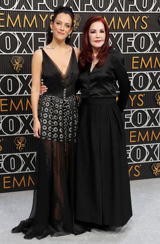 <p>Kevin Mazur/Getty</p> Riley Keough and Priscilla Presley at the 2023 Emmys in Los Angeles on Jan. 15, 2024