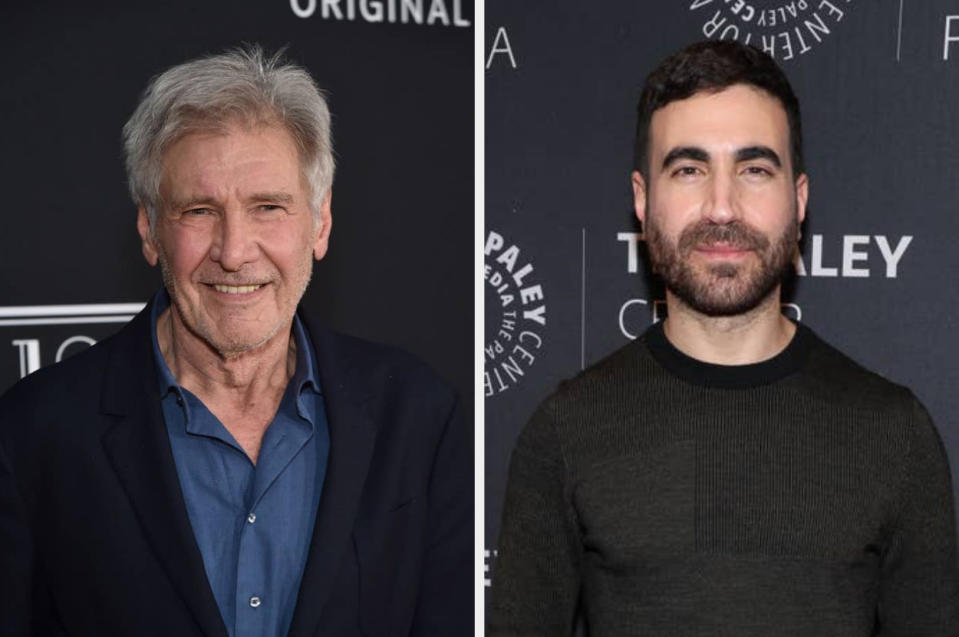 Harrison Ford attends the "1923" LA Premiere Screening & After Party on December 02, 2022 in Los Angeles, California, Brett Goldstein attends a screening of Apple Original's "Shrinking" at The Paley Museum on January 24, 2023 in New York City