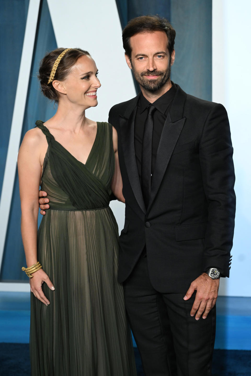 Natalie Portman and Benjamin Millepied attend the 2022 Vanity Fair Oscar Party Hosted by Radhika Jones at Wallis Annenberg Center for the Performing Arts on March 27, 2022 in Beverly Hills, California. (WireImage/Getty Images))