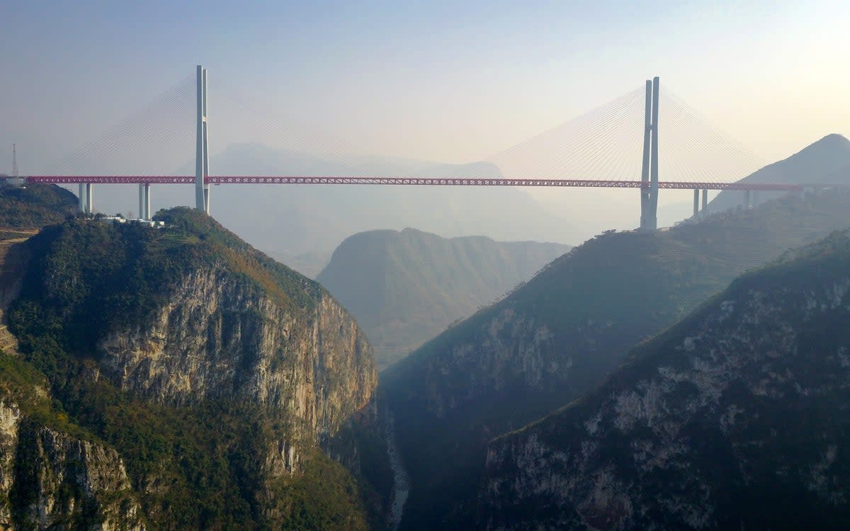 The Beipanjiang or Duge Bridge is the highest in the world (AFP via Getty Images)