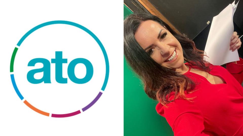 Compilation image of ATO tax symbol and headshot of Nicole in red