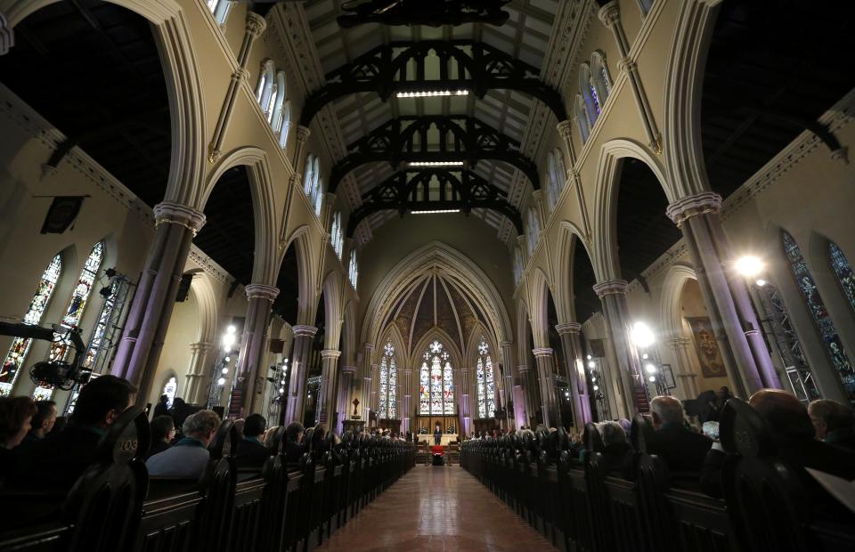 Canada's Prime Minister Stephen Harper speaks at the state funeral for former finance minister Jim Flaherty in Toronto