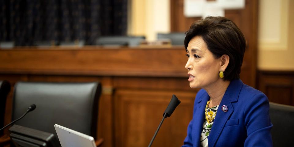 Rep. Young Kim speaks at a House hearing.