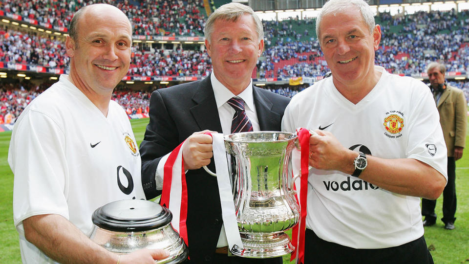 Sir Alex Ferguson and Walter Smith, pictured here at Manchester United in 2004.