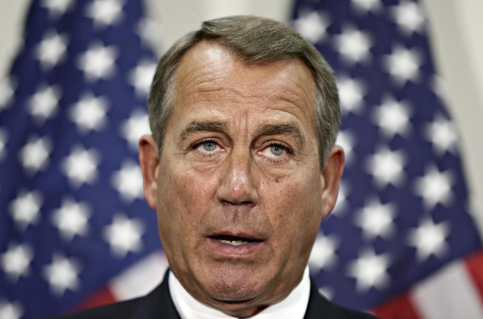 House Speaker John Boehner of Ohio speaks during a news conference on Capitol Hill in Washington, Wednesday, Nov. 28, 2012, following a closed strategy session. (AP Photo/J. Scott Applewhite)
