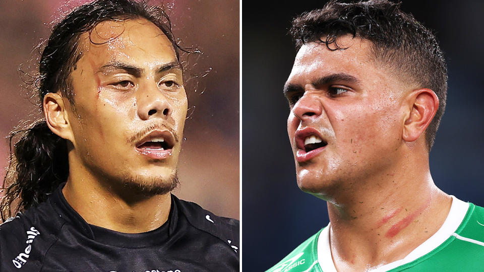 Jarome Luai and Latrell Mitchell, pictured here in the NRL.